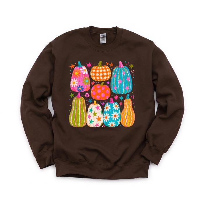 Playful Pumpkins, Bright Fall, Whimsical Autumn, Vibrant Halloween Vibes Sweatshirt