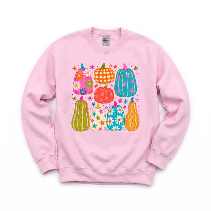 Playful Pumpkins, Bright Fall, Whimsical Autumn, Vibrant Halloween Vibes Sweatshirt