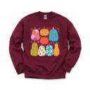 Large Maroon Playful Pumpkins, Bright Fall, Whimsical Autumn, Vibrant Halloween Vibes Sweatshirt