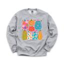 Medium Heather Sport Gray Playful Pumpkins, Bright Fall, Whimsical Autumn, Vibrant Halloween Vibes Sweatshirt
