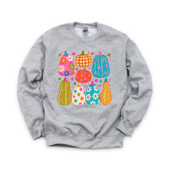 Playful Pumpkins, Bright Fall, Whimsical Autumn, Vibrant Halloween Vibes Sweatshirt