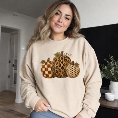 Leopard Polka Dot Pumpkins, Fall Harvest, Rustic Autumn, Farmhouse Style Sweatshirt