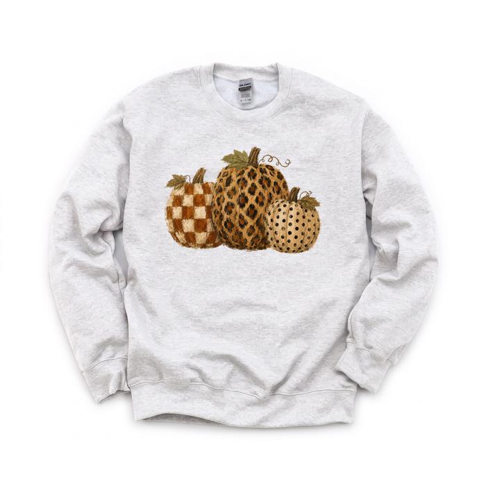 Leopard Polka Dot Pumpkins, Fall Harvest, Rustic Autumn, Farmhouse Style Sweatshirt