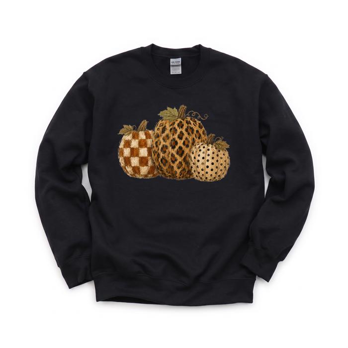 Leopard Polka Dot Pumpkins, Fall Harvest, Rustic Autumn, Farmhouse Style Sweatshirt