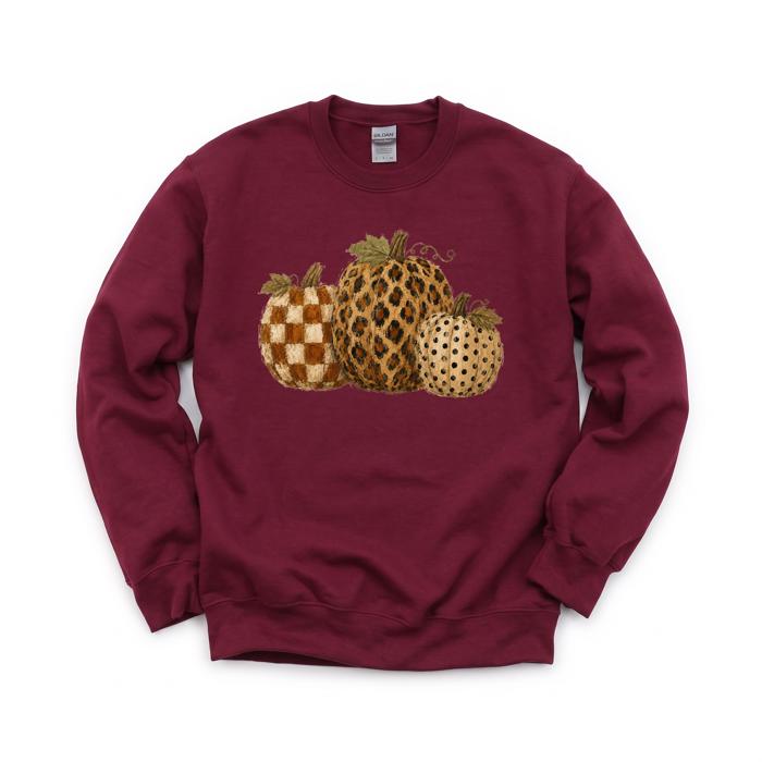 Leopard Polka Dot Pumpkins, Fall Harvest, Rustic Autumn, Farmhouse Style Sweatshirt