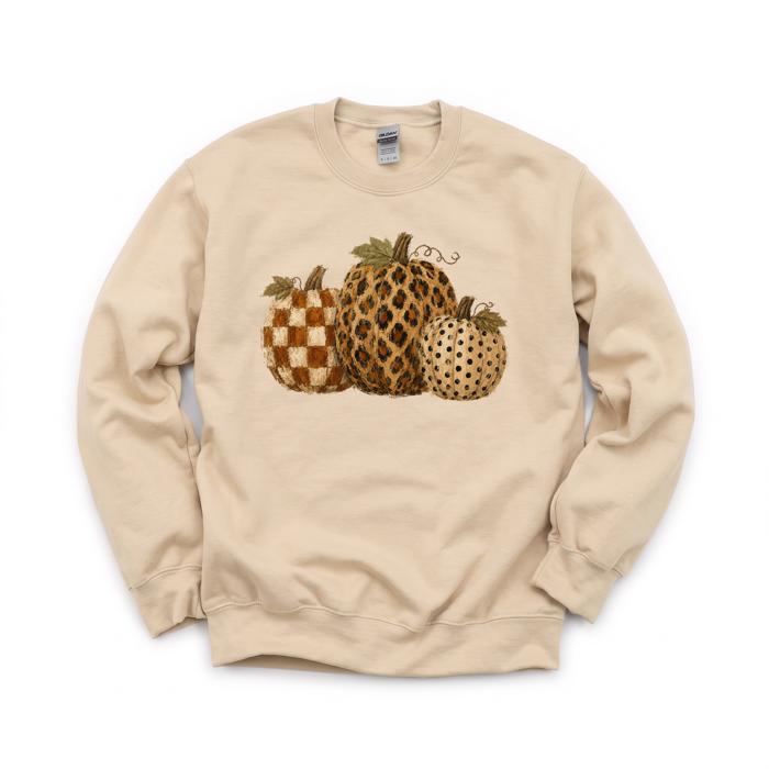 Leopard Polka Dot Pumpkins, Fall Harvest, Rustic Autumn, Farmhouse Style Sweatshirt