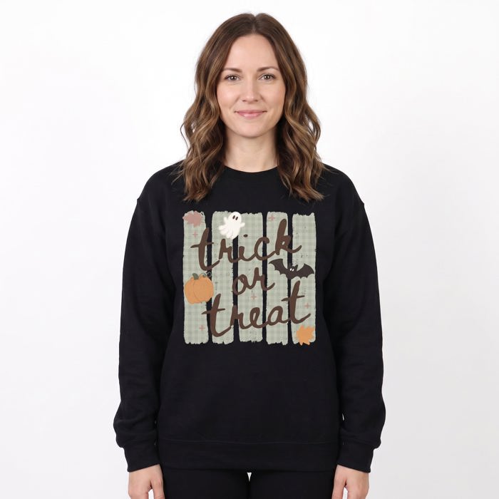 Trick or Treat, Ghost Bat Pumpkin, Spooky Cute, Halloween Fall Vibes Sweatshirt