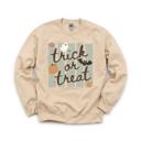  Trick or Treat, Ghost Bat Pumpkin, Spooky Cute, Halloween Fall Vibes Sweatshirt