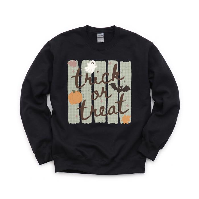 Trick or Treat, Ghost Bat Pumpkin, Spooky Cute, Halloween Fall Vibes Sweatshirt