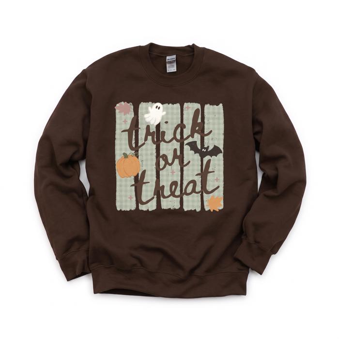 Trick or Treat, Ghost Bat Pumpkin, Spooky Cute, Halloween Fall Vibes Sweatshirt