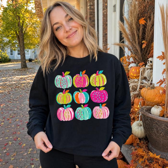 Brushstroke Pumpkins, Vibrant Fall, Painterly Halloween, Bold Autumn Vibes Sweatshirt