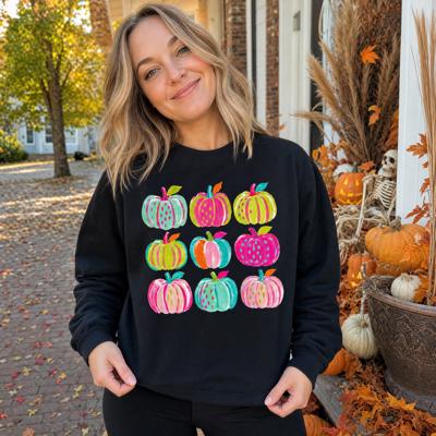 Brushstroke Pumpkins, Vibrant Fall, Painterly Halloween, Bold Autumn Vibes Sweatshirt