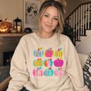  Brushstroke Pumpkins, Vibrant Fall, Painterly Halloween, Bold Autumn Vibes Sweatshirt