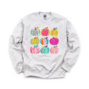 Small Ash Light Gray Brushstroke Pumpkins, Vibrant Fall, Painterly Halloween, Bold Autumn Vibes Sweatshirt