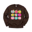 XXXL Dark Chocolate Brushstroke Pumpkins, Vibrant Fall, Painterly Halloween, Bold Autumn Vibes Sweatshirt