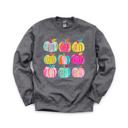 XXL Dark Gray Heather Brushstroke Pumpkins, Vibrant Fall, Painterly Halloween, Bold Autumn Vibes Sweatshirt