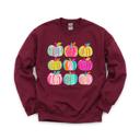 Small Maroon Brushstroke Pumpkins, Vibrant Fall, Painterly Halloween, Bold Autumn Vibes Sweatshirt