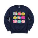 Small Navy Brushstroke Pumpkins, Vibrant Fall, Painterly Halloween, Bold Autumn Vibes Sweatshirt