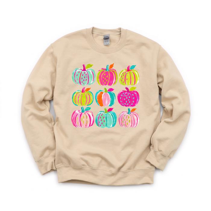 Brushstroke Pumpkins, Vibrant Fall, Painterly Halloween, Bold Autumn Vibes Sweatshirt