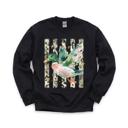 XL Black Painted Duck, Leopard Stripes, Faux Gold Stars, Playful Animal Art Sweatshirt