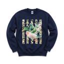 Medium Navy Painted Duck, Leopard Stripes, Faux Gold Stars, Playful Animal Art Sweatshirt