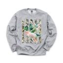 Medium Heather Sport Gray Painted Duck, Leopard Stripes, Faux Gold Stars, Playful Animal Art Sweatshirt