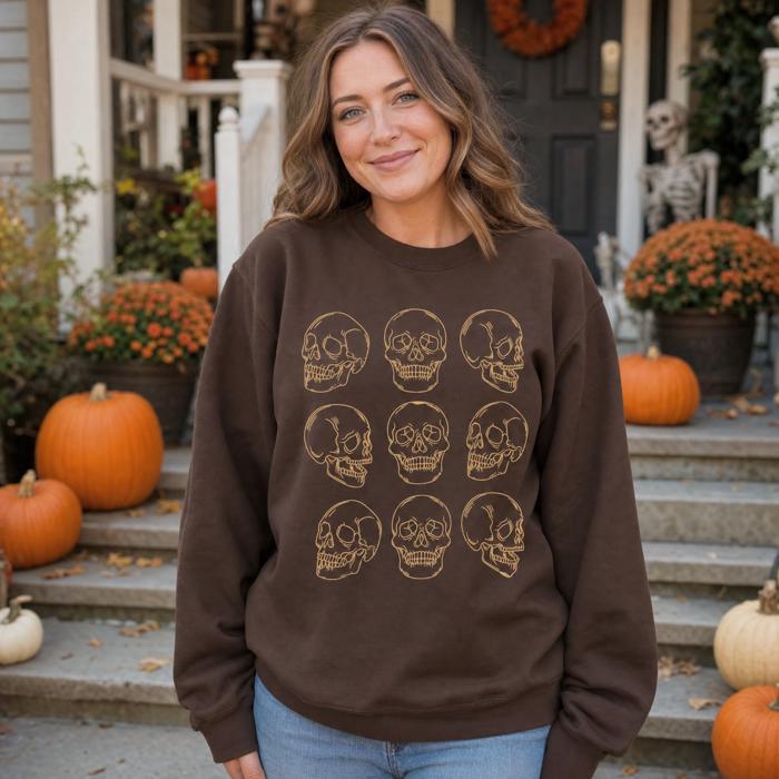 Skull Pattern, Human Anatomy, Spooky Halloween, Gothic Aesthetic Sweatshirt