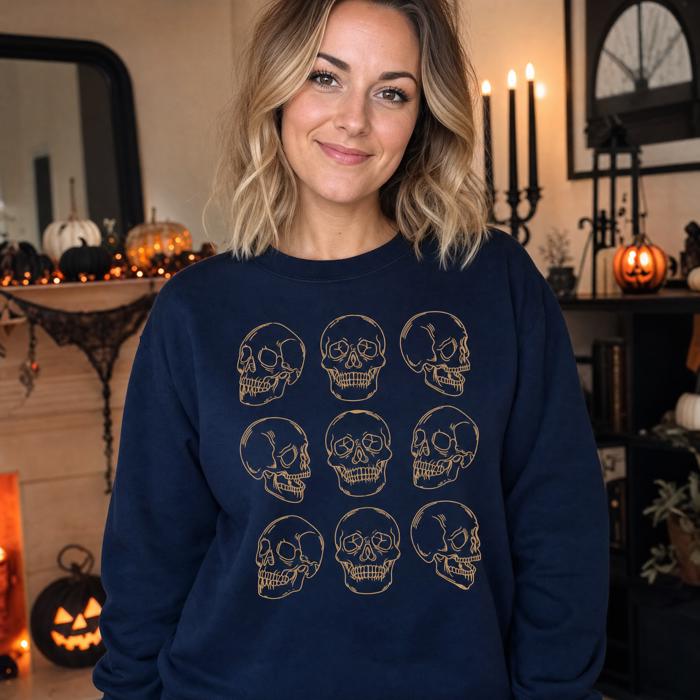 Skull Pattern, Human Anatomy, Spooky Halloween, Gothic Aesthetic Sweatshirt