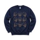 XL Navy Skull Pattern, Human Anatomy, Spooky Halloween, Gothic Aesthetic Sweatshirt