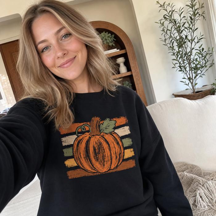 Brushstroke Pumpkin, Rustic Fall, Painterly Autumn, Harvest Season Vibes Sweatshirt