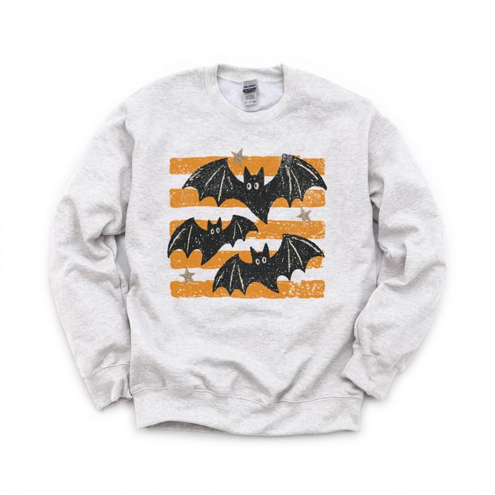 Distressed Bats, Spooky Stars, Halloween Aesthetic, Vintage Grunge Sweatshirt