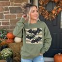  Distressed Bats, Spooky Stars, Halloween Aesthetic, Vintage Grunge Sweatshirt