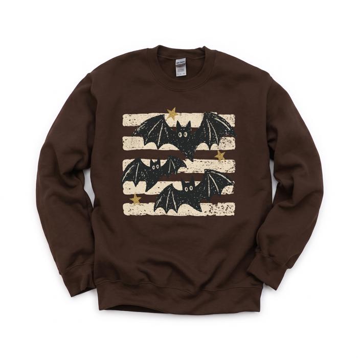 Distressed Bats, Spooky Stars, Halloween Aesthetic, Vintage Grunge Sweatshirt