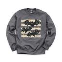 Medium Dark Gray Heather Distressed Bats, Spooky Stars, Halloween Aesthetic, Vintage Grunge Sweatshirt