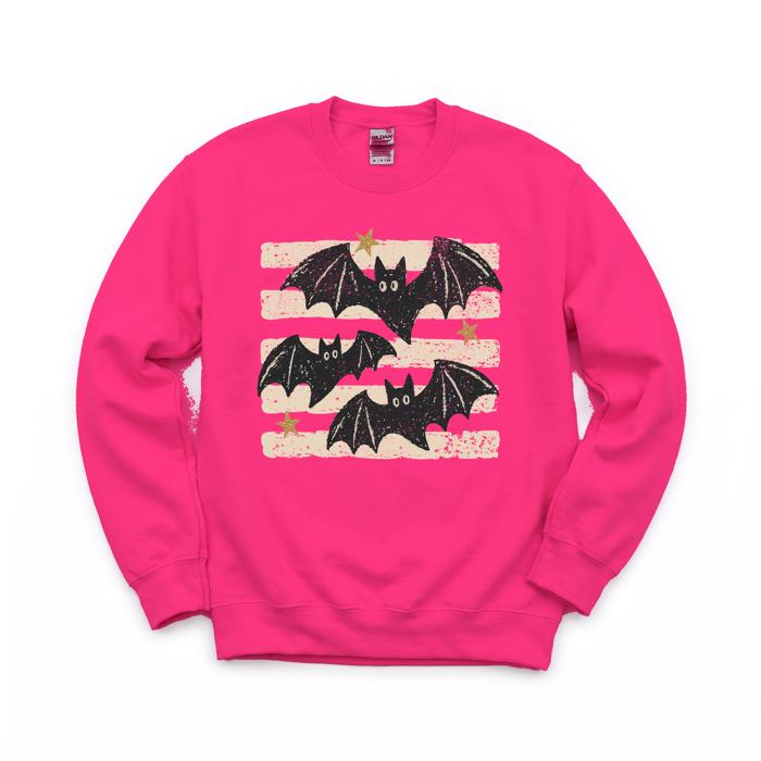 Distressed Bats, Spooky Stars, Halloween Aesthetic, Vintage Grunge Sweatshirt