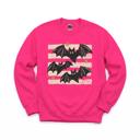 Large Heliconia Bright Pink Distressed Bats, Spooky Stars, Halloween Aesthetic, Vintage Grunge Sweatshirt
