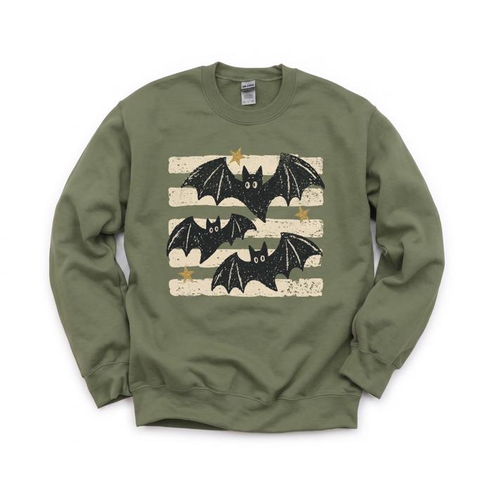 Distressed Bats, Spooky Stars, Halloween Aesthetic, Vintage Grunge Sweatshirt