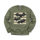 XXXL Military Green Distressed Bats, Spooky Stars, Halloween Aesthetic, Vintage Grunge Sweatshirt