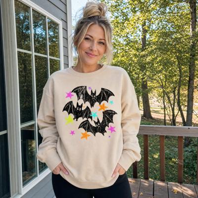 Vintage Bats, Colorful Grunge, Playful Aesthetic, Vibrant Pattern Sweatshirt