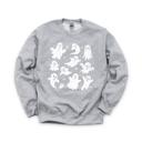 Medium Heather Sport Gray Vintage Ghosts Halloween Sweatshirt, Cute Retro Spooky Season