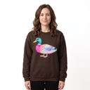 Patchwork Duck, Colorful Animal, Playful Watercolor, Vibrant Aesthetic Sweatshirt