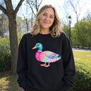  Patchwork Duck, Colorful Animal, Playful Watercolor, Vibrant Aesthetic Sweatshirt