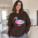  Patchwork Duck, Colorful Animal, Playful Watercolor, Vibrant Aesthetic Sweatshirt