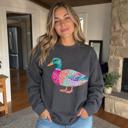  Patchwork Duck, Colorful Animal, Playful Watercolor, Vibrant Aesthetic Sweatshirt