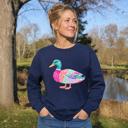  Patchwork Duck, Colorful Animal, Playful Watercolor, Vibrant Aesthetic Sweatshirt