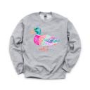 XXL Heather Sport Gray Patchwork Duck, Colorful Animal, Playful Watercolor, Vibrant Aesthetic Sweatshirt