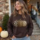  Patterned Pumpkins, Leopard Polka Dot Checkerboard, Fall Halloween Decor Sweatshirt