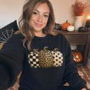  Patterned Pumpkins, Leopard Polka Dot Checkerboard, Fall Halloween Decor Sweatshirt