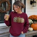  Patterned Pumpkins, Leopard Polka Dot Checkerboard, Fall Halloween Decor Sweatshirt