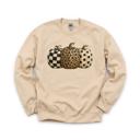 Large Sand Patterned Pumpkins, Leopard Polka Dot Checkerboard, Fall Halloween Decor Sweatshirt